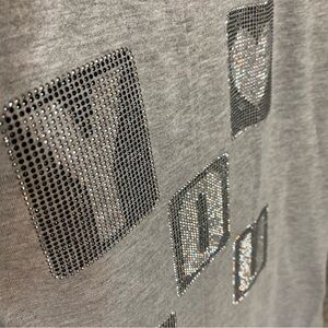 MODES CRYSTAL FASHION Grey Rhinestone Sweatshirt Pullover Long Sleeve Medium